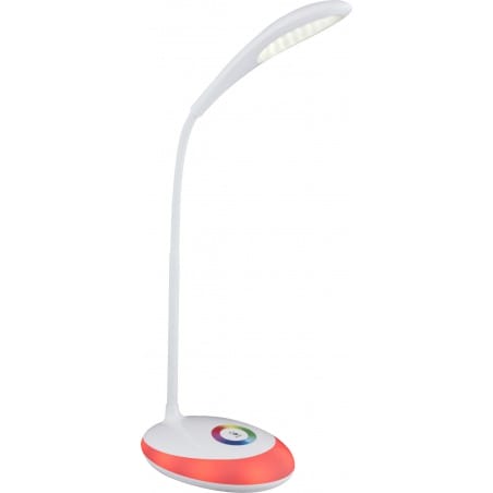 Młodzieżowa biała lampka na biurko Minea LED  ze ściemniaczem i włącznikiem dotykowym giętkie ramię akumulator