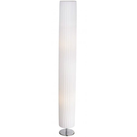 Lampa podłogowa Bailey abażur biały wysoki wąski tuba podstawa metalowa w kolorze chrom