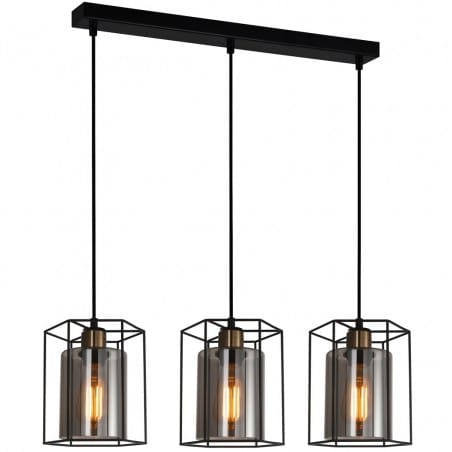 Lampa wisząca Kalula czarna nowoczesna szklane dymione klosze w metalowych osłonach np. nad stół ITALUX