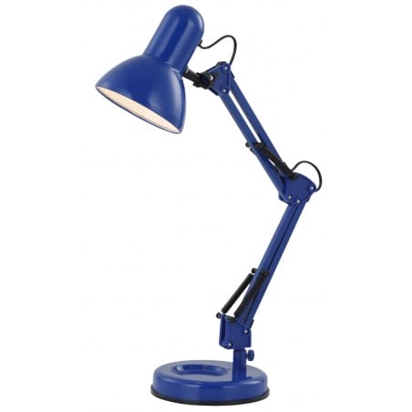 Niebieska lampa biurkowa Famous łamana żarówka E27