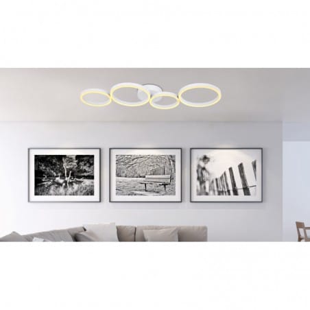 Metalowy biały plafon sufitowy Venosa LED biały do kuchni salonu 4 pierścienie Globo Lighting