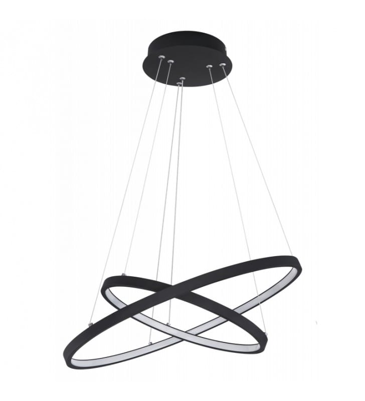 Ściemnialna 2 pierścieniowa czarna lampa wisząca Ralph LED 51cm do salonu jadalni kuchni sypialni