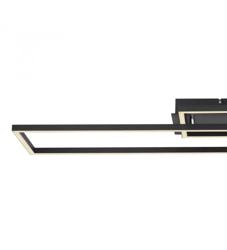 Prostokątny plafon sufitowy Tatjana LED czarny 2 prostokątne ramki barwa ciepła neutralna i zimna