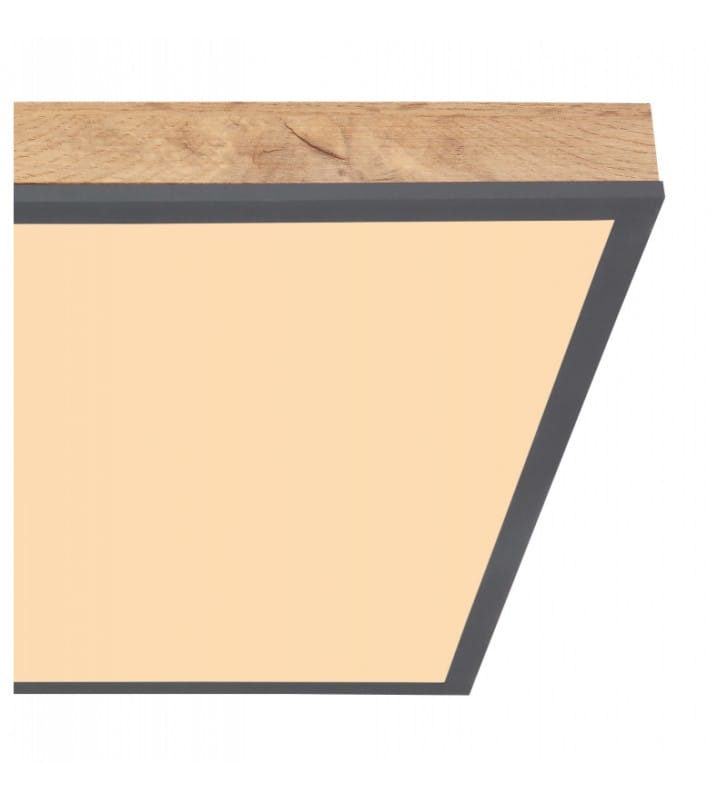 Kwadratowy metalowy plafon sufitowy Doro LED 45cm imitacja drewna grafitowe wykończenie do salonu sypialni kuchni