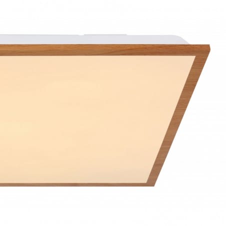 Brązowy plafon kwadratowy Doro LED 45cm metal imitujący drewno