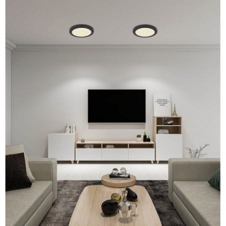 Plafon Lasse LED czarny 30cm płaski okrągły do salonu sypialni kuchni na przedpokój