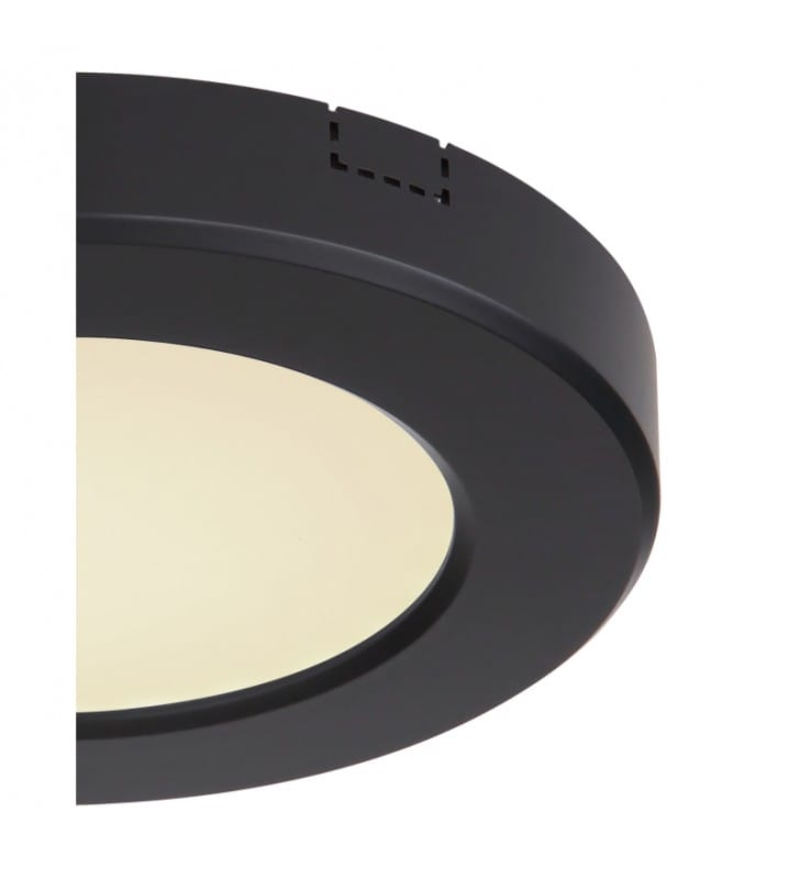 Mały 12cm okrągły czarny plafon z tworzywa Lasse LED ustawienie barwy światła zimna ciepła neutralna