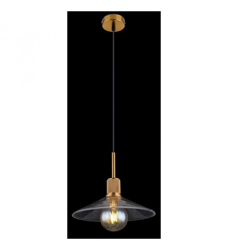 Lampa wisząca Adara mosiądz bezbarwne szkło czarny kabel do salonu jadalni kuchni sypialni