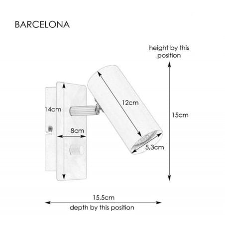 Czarny metalowy kinkiet z włącznikiem na lampie Barcelona przewód z wtyczką