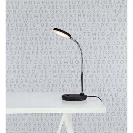 Lampa biurkowa Flex LED 3000K czarna z giętkim ramieniem flexo włącznik na lampie