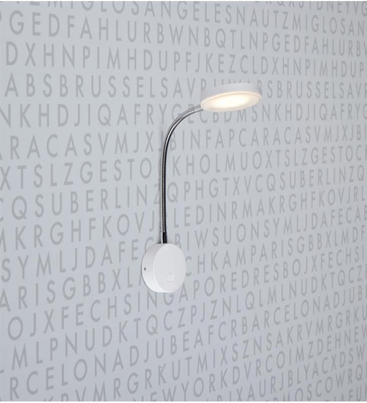 Kinkiet Flex biały LEDowy z giętkim ramieniem z przełącznikiem i przewodem