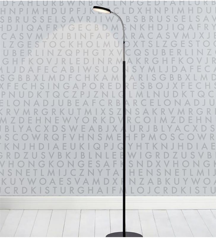 Czarna nowoczesna lampa podłogowa Flex LED z giętkim ramieniem do biura salonu sypialni