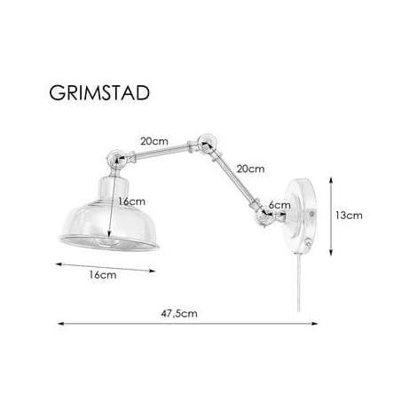 Stylowa metalowy regulowany kinkiet Grimstad z włącznikiem do sypialni salonu