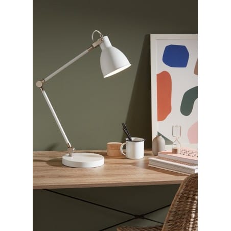 Biała lampa biurkowa House regulowana włącznik na przewodzie
