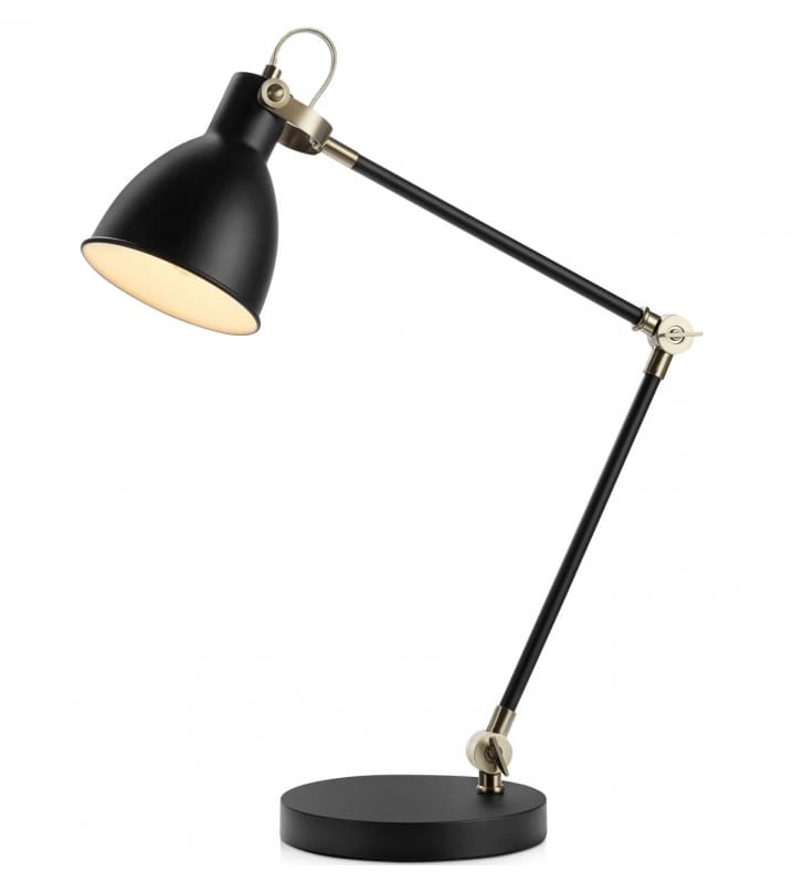 Czarna łamana lampa biurkowa House regulowana włącznik na przewodzie