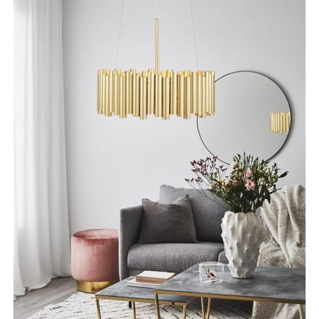 Złota dekoracyjna nowoczesna lampa wisząca Level 52cm do jadalni nad stół do kuchni salonu sypialni dekoracyjny klosz
