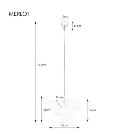 Lampa wisząca Merlot złota klosze szklane kule sztywne zawieszenie regulowana