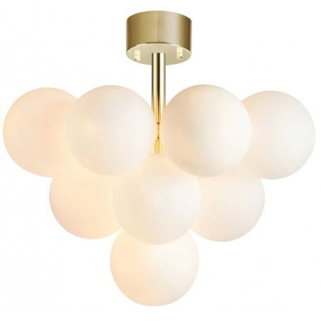 Złota elegancka lampa sufitowa Merlot wielopunktowa klosze szklane kule do salonu sypialni