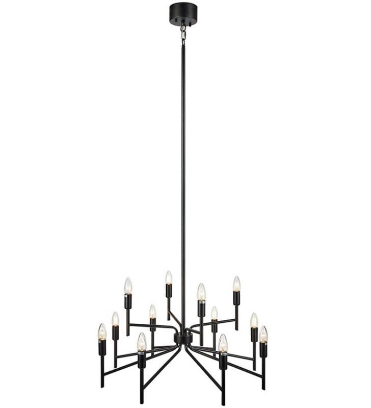 Żyrandol Regent czarny nowoczesny wielopunktowy świecznikowy do salonu dużej jadalni do sypialni