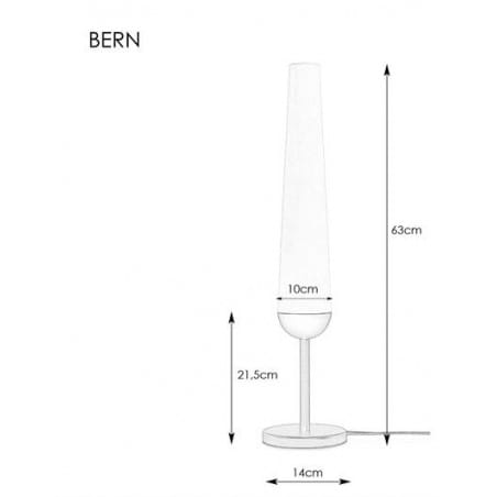 Smukła wysoka lampa stołowa na komodę Bern czarna biały wysoki klosz ze szkła