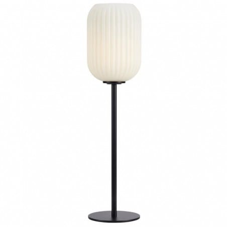 55cm lampa stołowa Cava czarna podstawa metal i biały klosz szkło włącznik na przewodzie