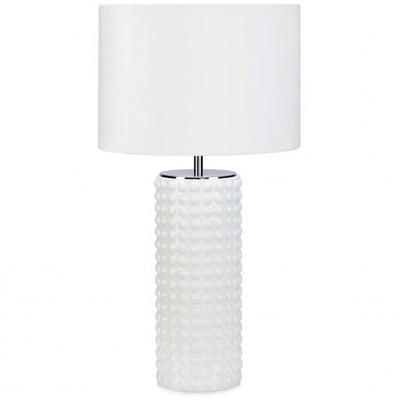 Wysoka elegancka biała lampa stołowa Proud abażur szklana podstawa