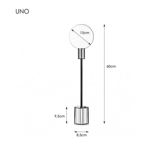 Minimalistyczna lampa stołowa Uno czarna z białym szklanym kloszem przełącznik na lampie