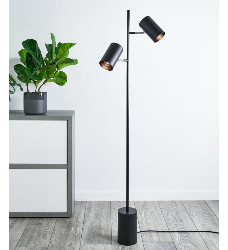 Podwójna czarna lampa stojąca Twin nowoczesna do salonu sypialni pokoju młodzieżowego