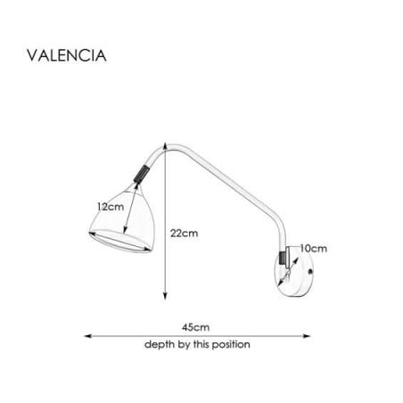 Kinkiet Valencia nowoczesny czarny z włącznikiem na przewodzie