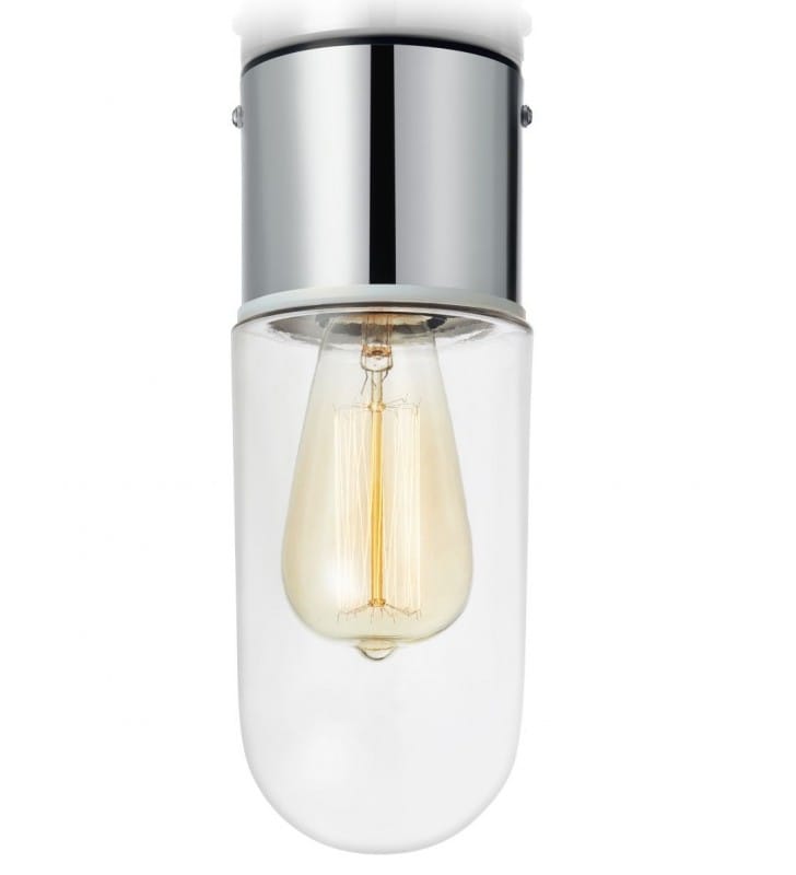 Mała nowoczesna lampa łazienkowa Zen chrom przezroczysty klosz ze szkła