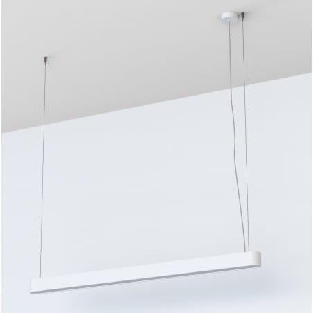 Lampa wisząca Soft White LED 120 podłużna biała do biura kuchni jadalni salonu nad stół wyspę kuchenną - OD RĘKI