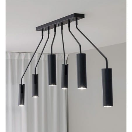 Czarna 6 pkt lampa sufitowa Ramus metal duża ruchome ramiona do sypialni salonu pokoju młodzieżowego