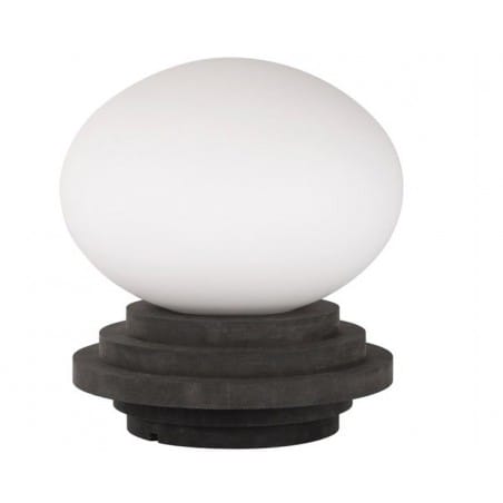 Lampa stołowa Amfi ciemna szara podstawa z drewna biały klosz ze szkła