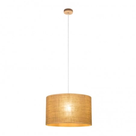 Beżowa lampa wisząca z abażurem Colette 40cm do salonu drewniana podsufitka