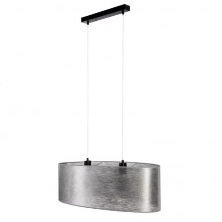 Srebrna lampa wisząca nad stół z abażurem Nevoa owalna 2xE27