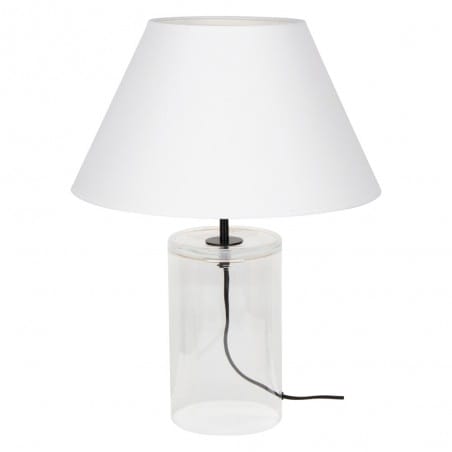 Szklana lampa nocna stołowa Dove biały abażur na komodę przy łóżku do sypialni