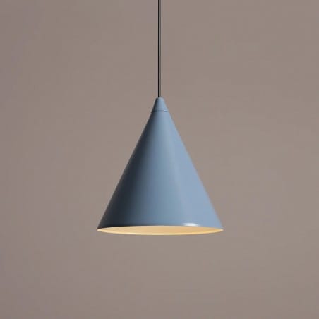 Niebieska metalowa lampa wisząca Form Dusty Blue klosz stożek do salonu sypialni kuchni jadalni