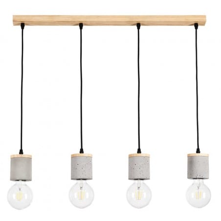 Lampa wisząca Cesar 4 pkt połączenie drewna z betonem do salonu sypialni jadalni kuchni