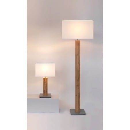Lampa podłogowa Milano drewniana podstawa prostokątny biały abażur do salonu sypialni