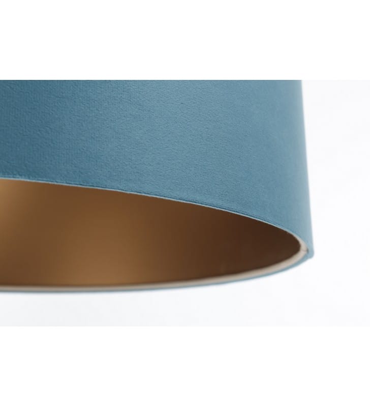 Romano niebieska lampa wisząca z tkaniny welurowej miedziany środek