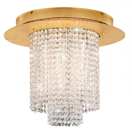 Złoty plafon sufitowy z kryształami ze spękanym dekorem Vilalones LED 50cm styl glamour