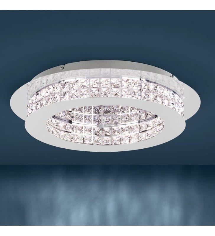 Plafon Principe LED 50cm kryształowy okrągły elegancki do salonu sypialni jadalni Eglo