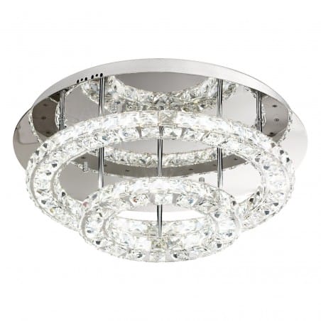 Plafon kryształowy Toneria LED 4000K 55cm 2 kryształowe obręcze do salonu