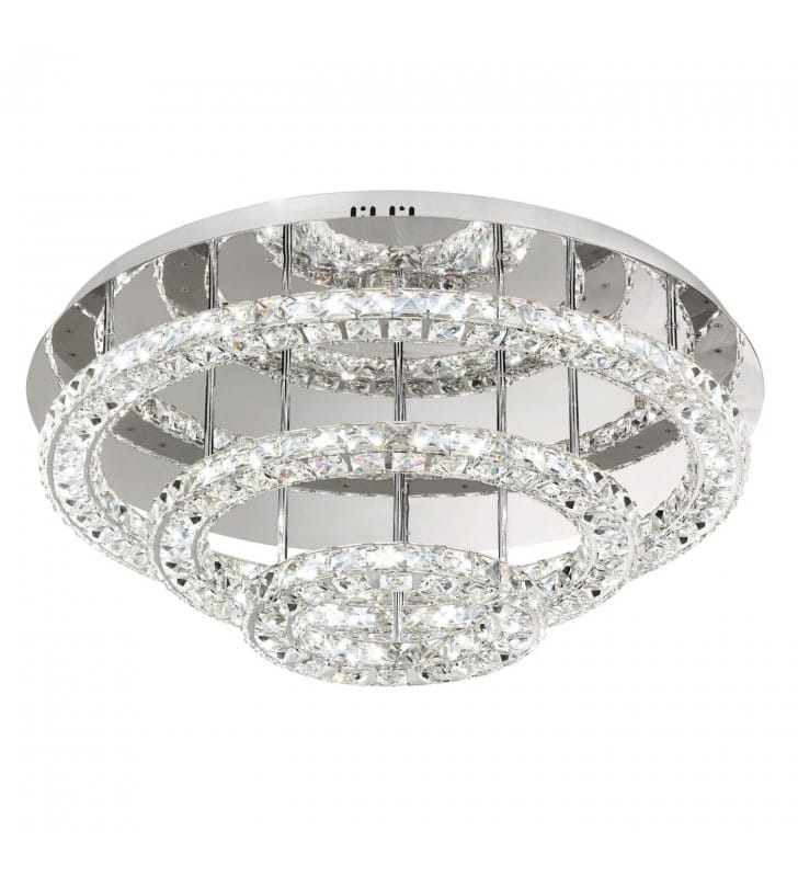 75cm duży plafon kryształowy Toneria LED 4000K 3 kryształowe pierścienie styl glamour