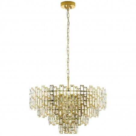 Kryształowa mosiężna lampa wisząca Calmeilles1 na łańcuchu do dużych pomieszczeń 10xE14 Eglo glamour