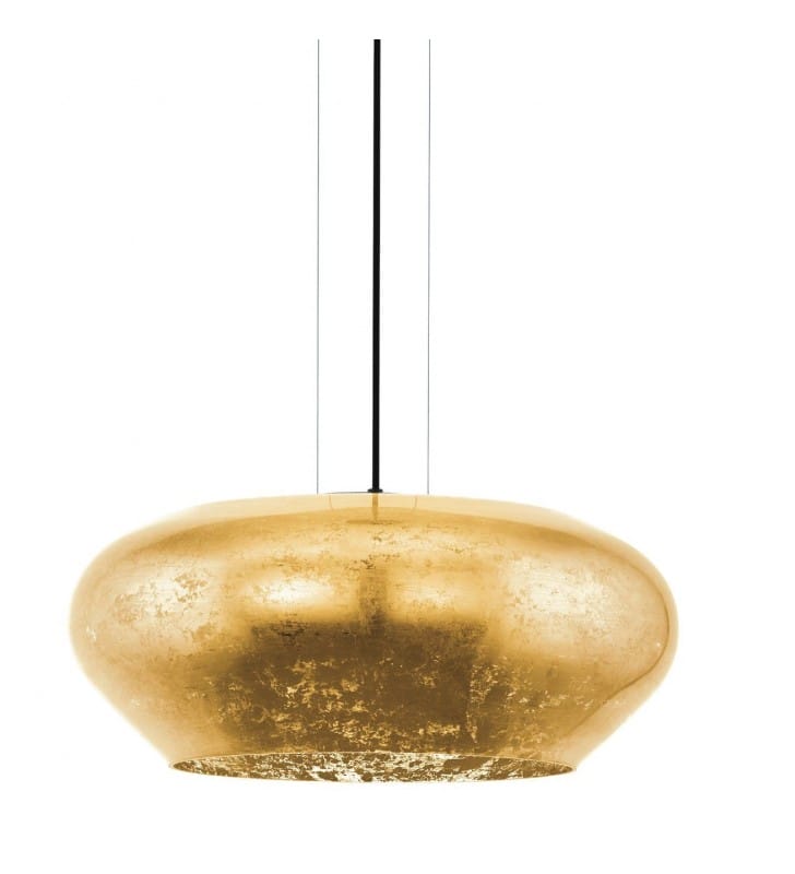 Złota lampa wisząca ze szklanym kloszem do salonu kuchni jadalni sypialni Priorat