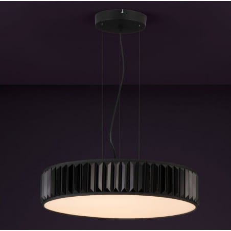 Lampa wisząca Firenzuola z pilotem czarna abażur z kryształami z tworzywa do salonu sypialni jadalni ściemniacz