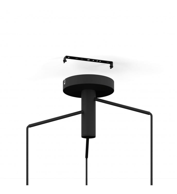 Potrójna stylowa lampa wisząca Skoura czarna z mosiężnymi kloszami do salonu sypialni kuchni jadalni