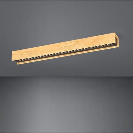 Drewniana podłużna lampa na sufit plafon Termini2 LED 3000K 85cm możliwość ściemniania do kuchni salonu sypialni