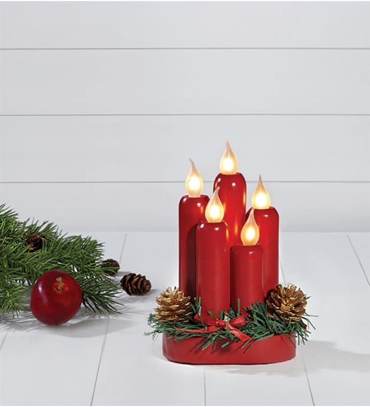 Świąteczny świecznik 5 płomienny Hanna 5 czerwonych świec świąteczna dekoracja